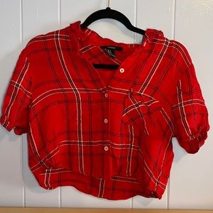 Red plaid button up